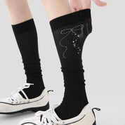Women's Sheer Diamante Bow Calf Socks - product photo showing seamless stretch comfort