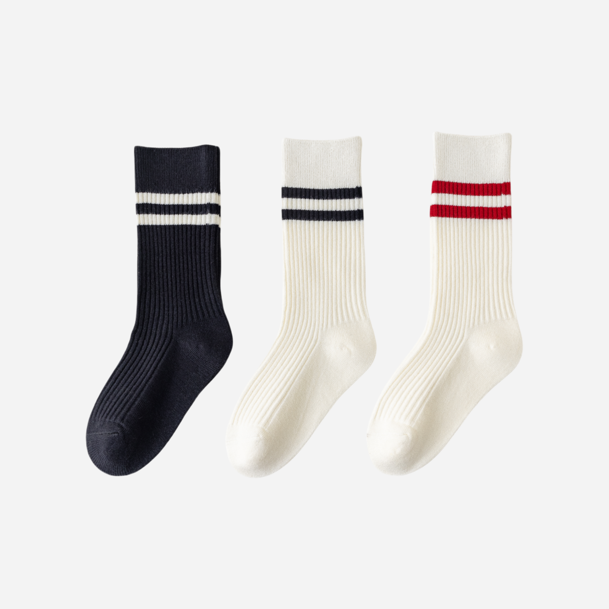 Kid's Retro Stripe Ribbed Socks - 3 Pairs