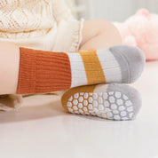 Baby & Toddler Retro Colorblock Stripe Non-Slip Socks 3-Pack - sock set showing secure grip comfort
