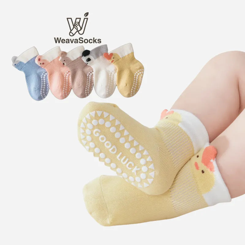 Babies' Pop-Out Pattern Grip Socks-4 Pairs