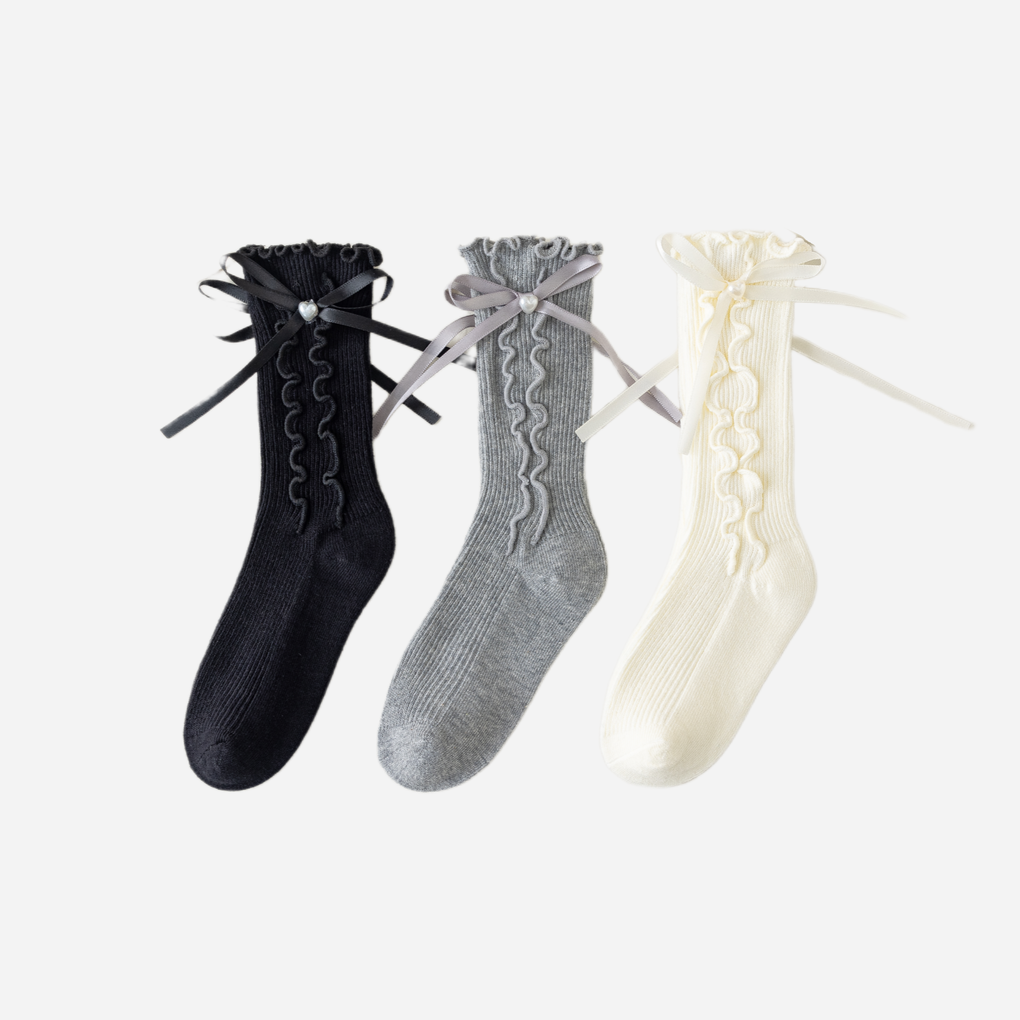 Kid's Ruffle Cuff Knit Socks - 3 Pairs
