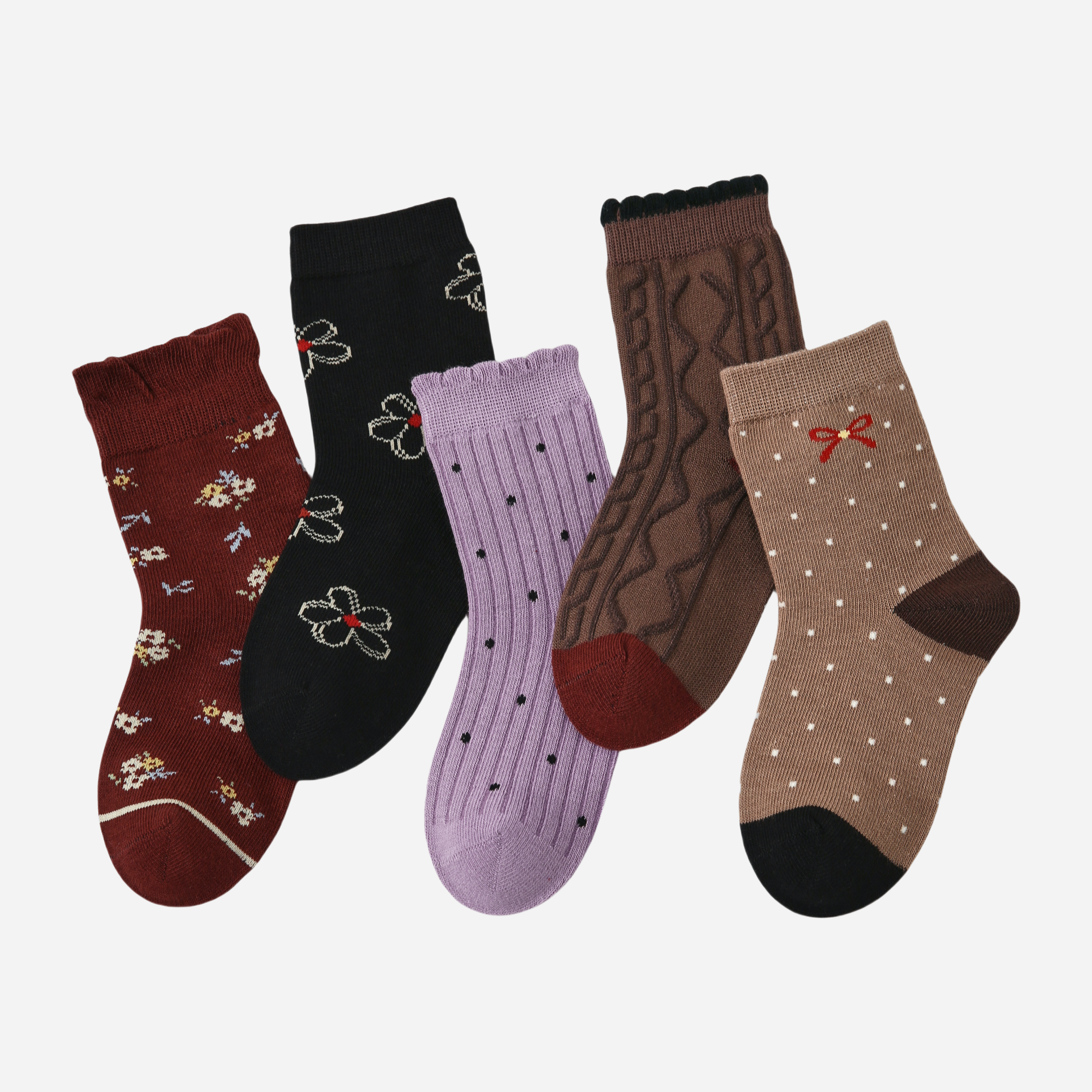 Kids' Plum Cocoa Bowties-5 Pack