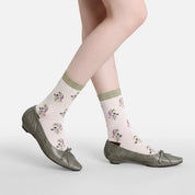 Women's Designer 3D Botanical & Shimmer Floral Crew Socks (3-Pack)