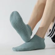 Men's 92% Cotton Non-Slip Yoga Ankle Socks - product photo showing secure grip comfort