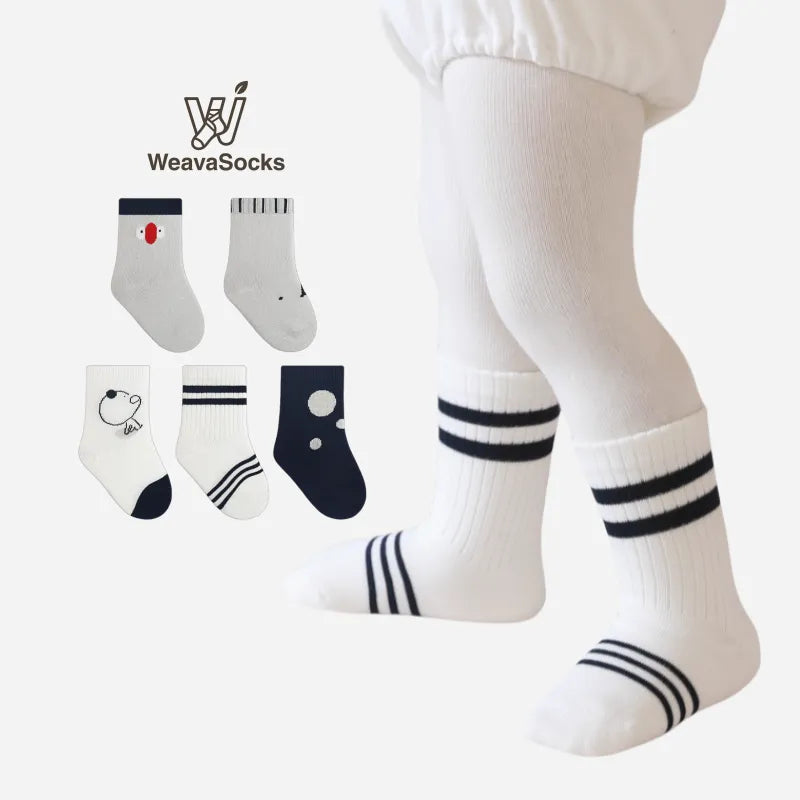 Babies' Combed Cotton Socks -5 Pairs