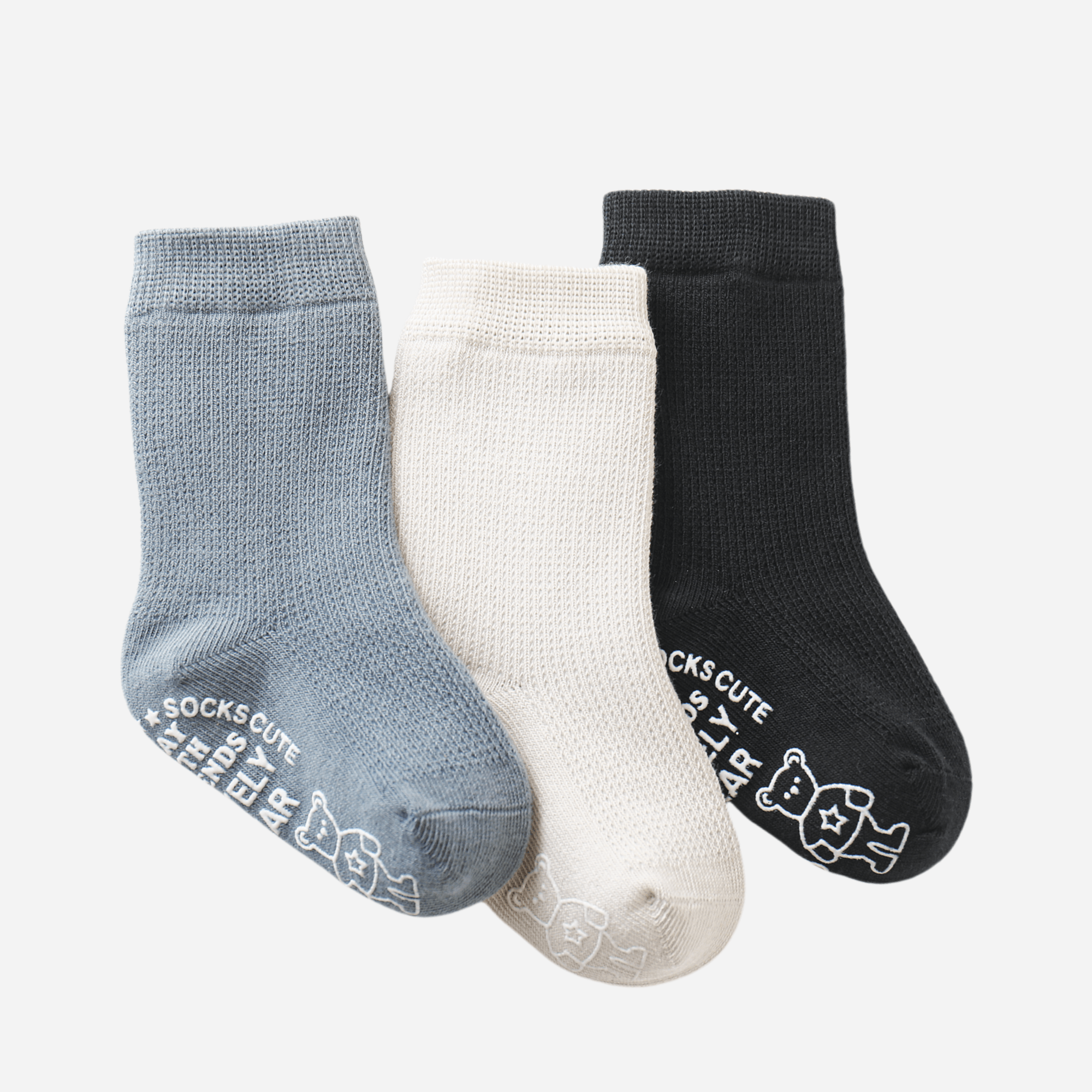 Babies' Non-Slip Socks with Bear Grips-3 Pack - Weavasocks