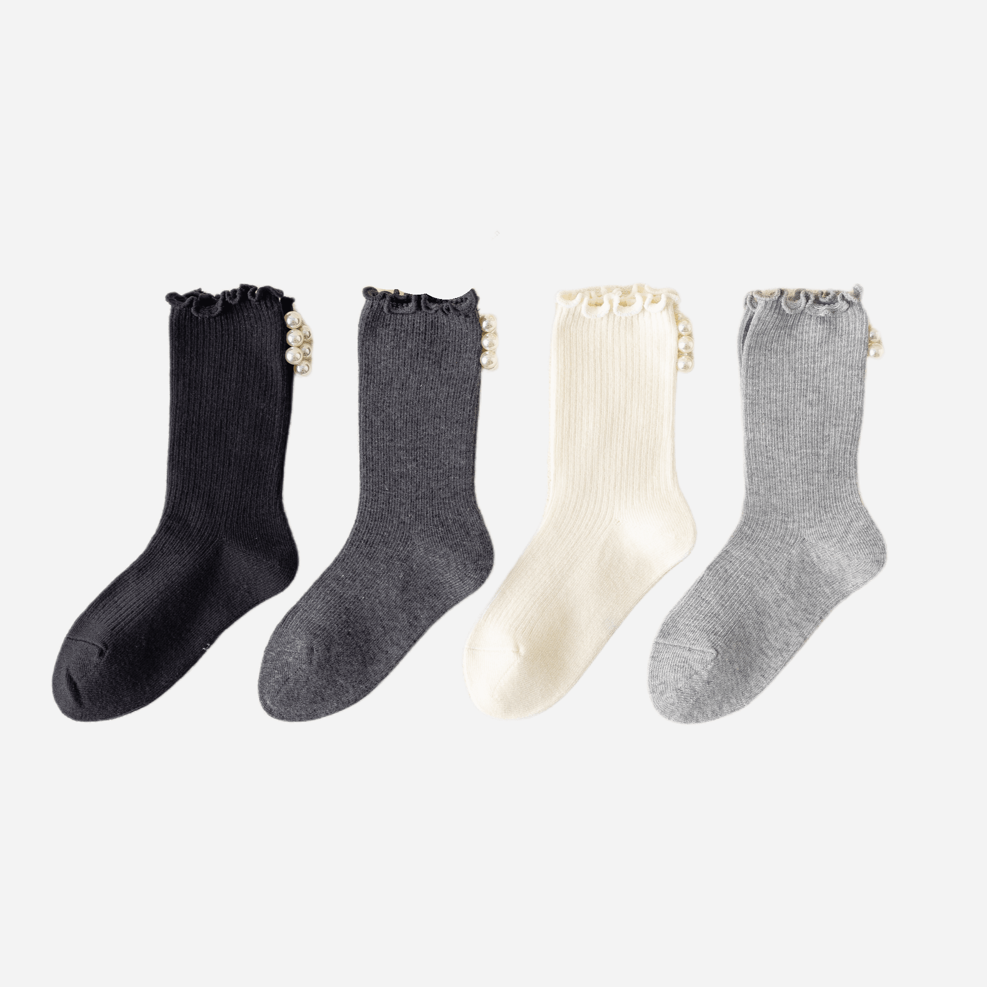 Kid's Sweet Pearl Trim Socks - 2 Pairs - Weavasocks