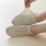 Women's Mesh Breathable Cotton Blend No-Show Socks - product photo showing breathable mesh comfort
