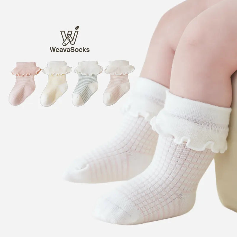 Babies' Ruffled Crew Socks-4 Pairs