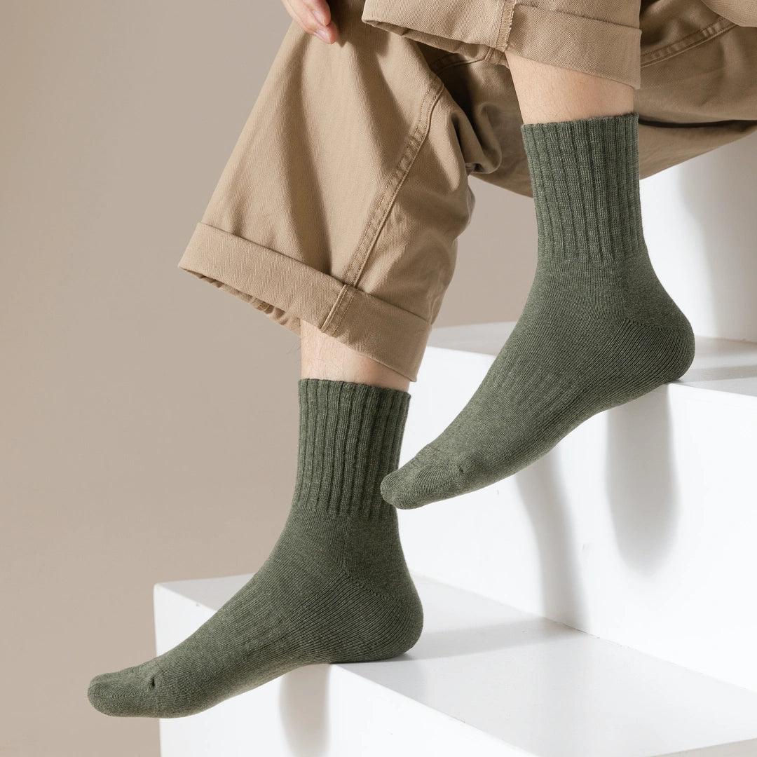 Men's Heather Terry Cushion 92% Cotton Quarter Socks - product photo showing cushioned comfort