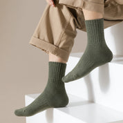 Men's Heather Terry Cushion 92% Cotton Quarter Socks - product photo showing cushioned comfort