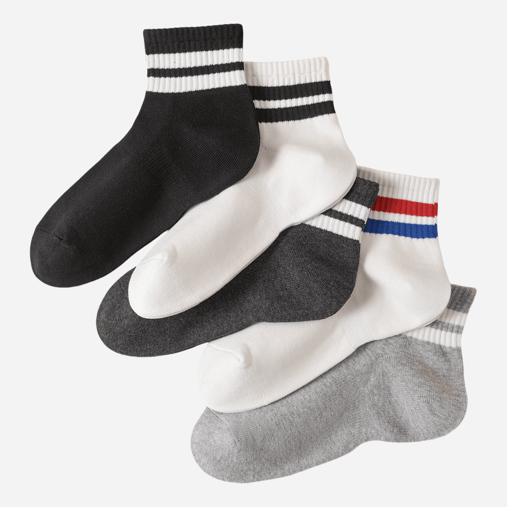 Men's Retro Stripe Ankle Socks-5 Pack