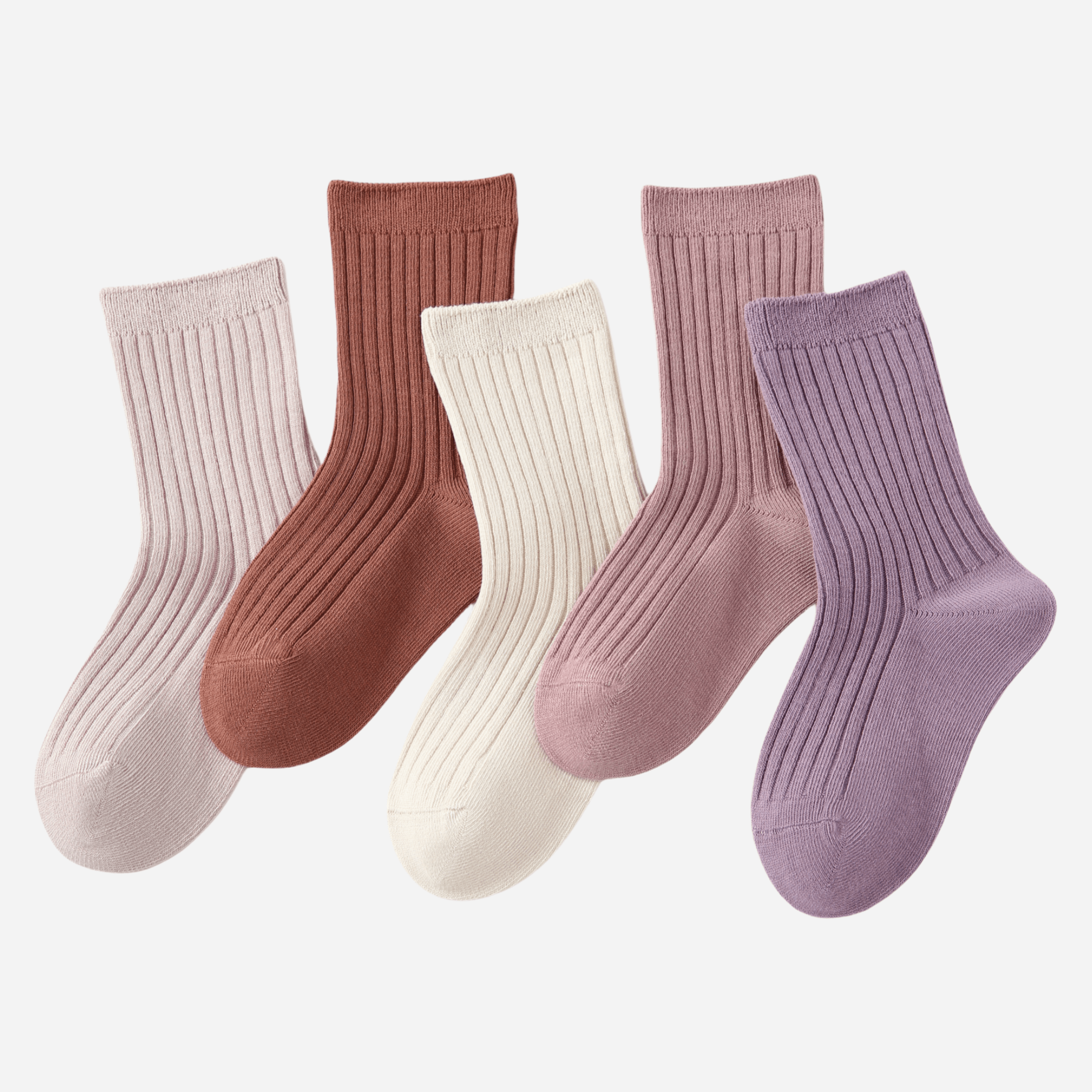 Kid's Classic Solid Color Ribbed Socks D - 5 Pairs - Weavasocks