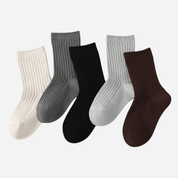 Kid's Classic Solid Color Ribbed Socks A - 5 Pairs - Weavasocks