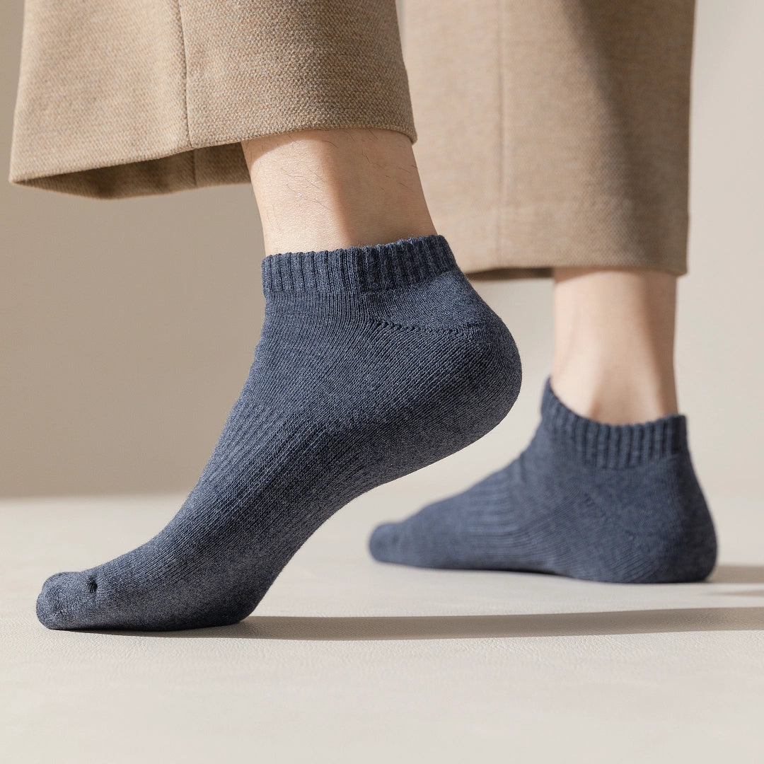 Men's 92% Cotton Terry Cushion Low Cut Socks - product photo showing cushioned comfort