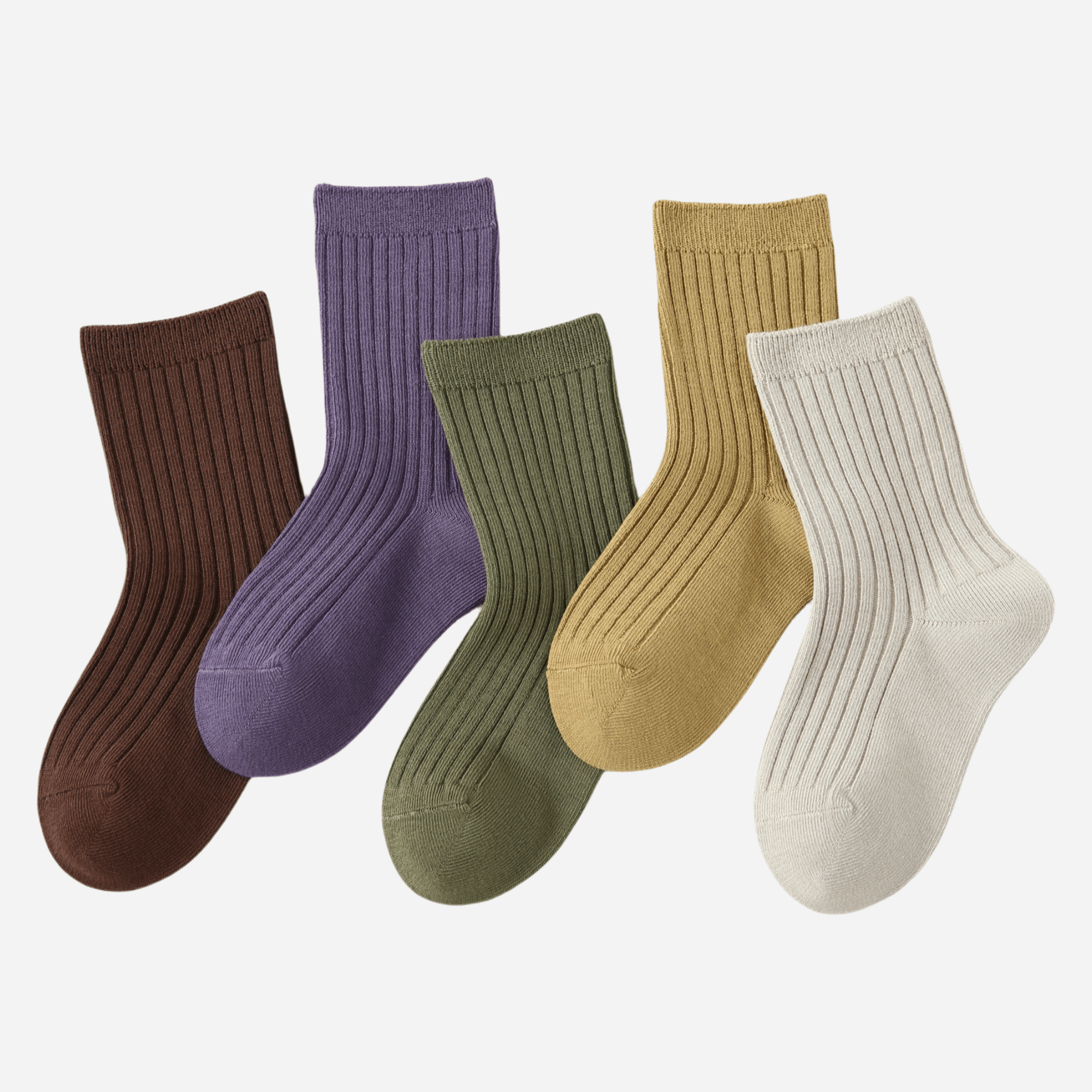 Kid's Classic Solid Color Ribbed Socks B - 5 Pairs - Weavasocks