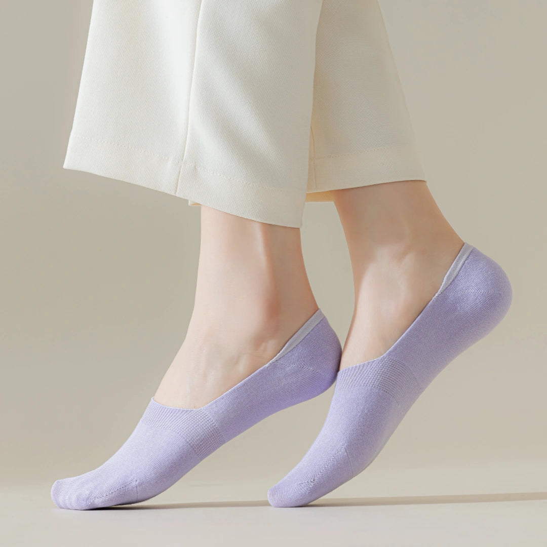 Women's Mulberry Silk & Modal Ultra-Thin No-Show Socks - product photo showing modal and mulberry silk comfort