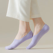 Women's Mulberry Silk & Modal Ultra-Thin No-Show Socks - product photo showing modal and mulberry silk comfort