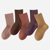Kid's Classic Solid Color Ribbed Socks C - 5 Pairs - Weavasocks