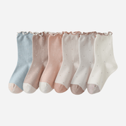 Kid's Pastel Dot Lettuce Cuff Socks - 4 Pairs - Weavasocks