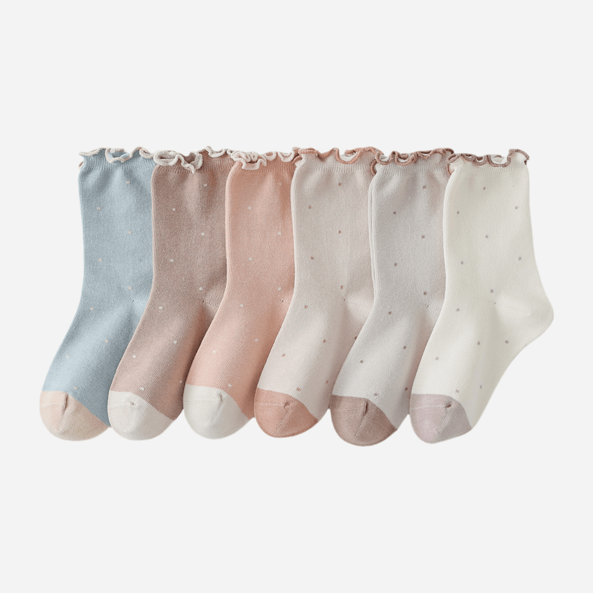 Kid's Pastel Dot Lettuce Cuff Socks - 4 Pairs - Weavasocks