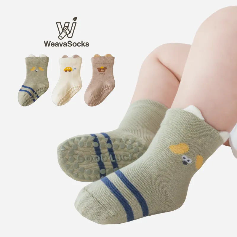 Babies Lucky Pals Grip Socks-3 Pairs