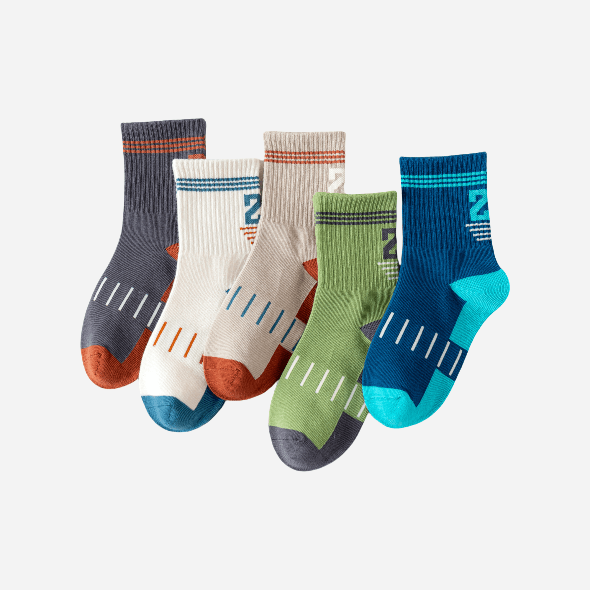Kid's Graphic Sport Crew Socks - 5 Pairs - Weavasocks