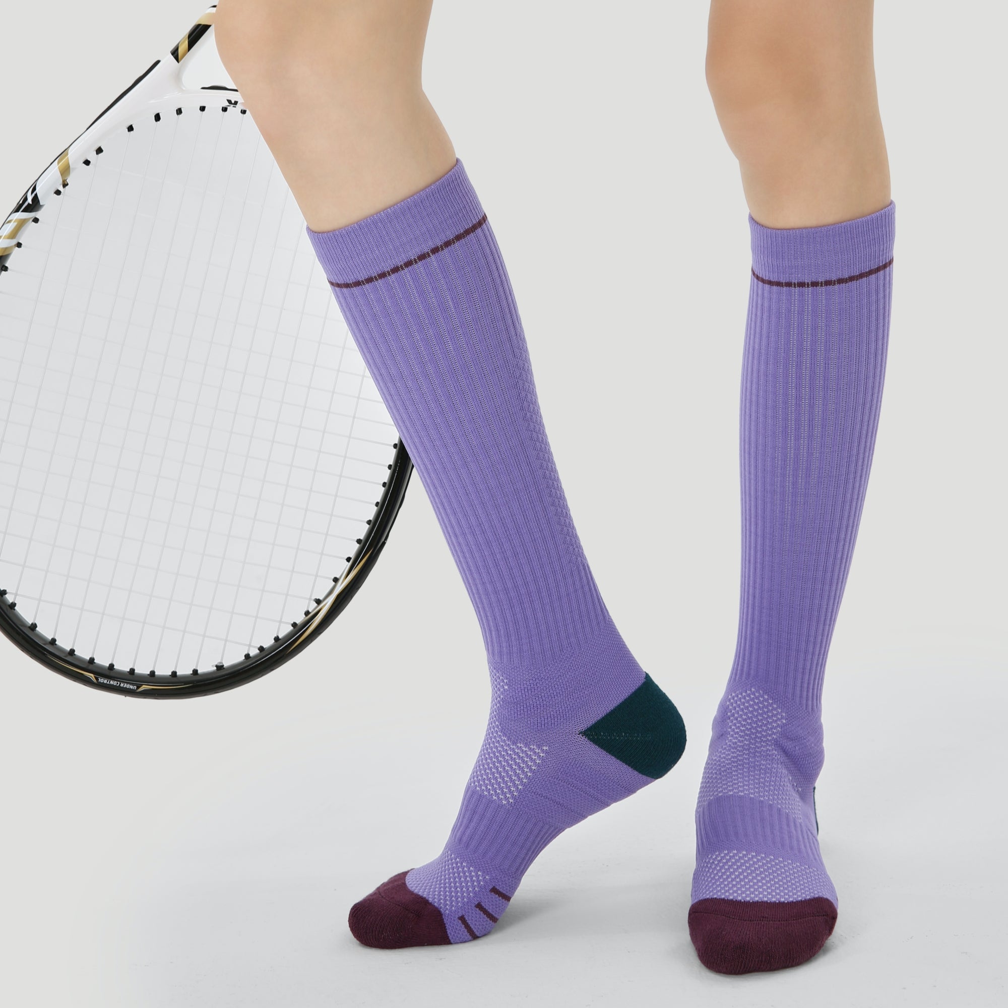 Women's Performance Knee-High Hiking Socks - Purple & Forest