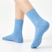 Kids' 97% Cotton Ribbed Socks Cool Blue 5-Pack