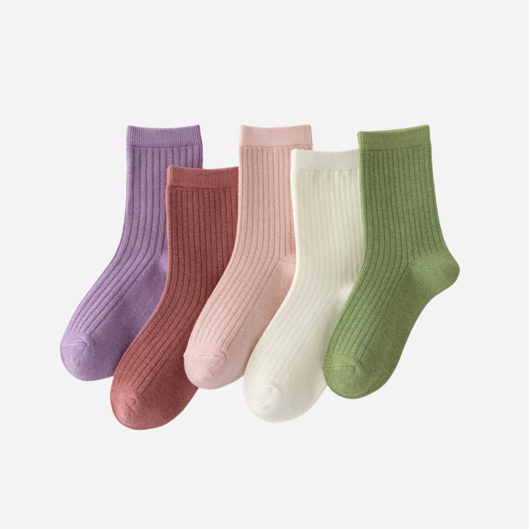 Kid's Classic Ribbed Crew Socks - 5 Pairs