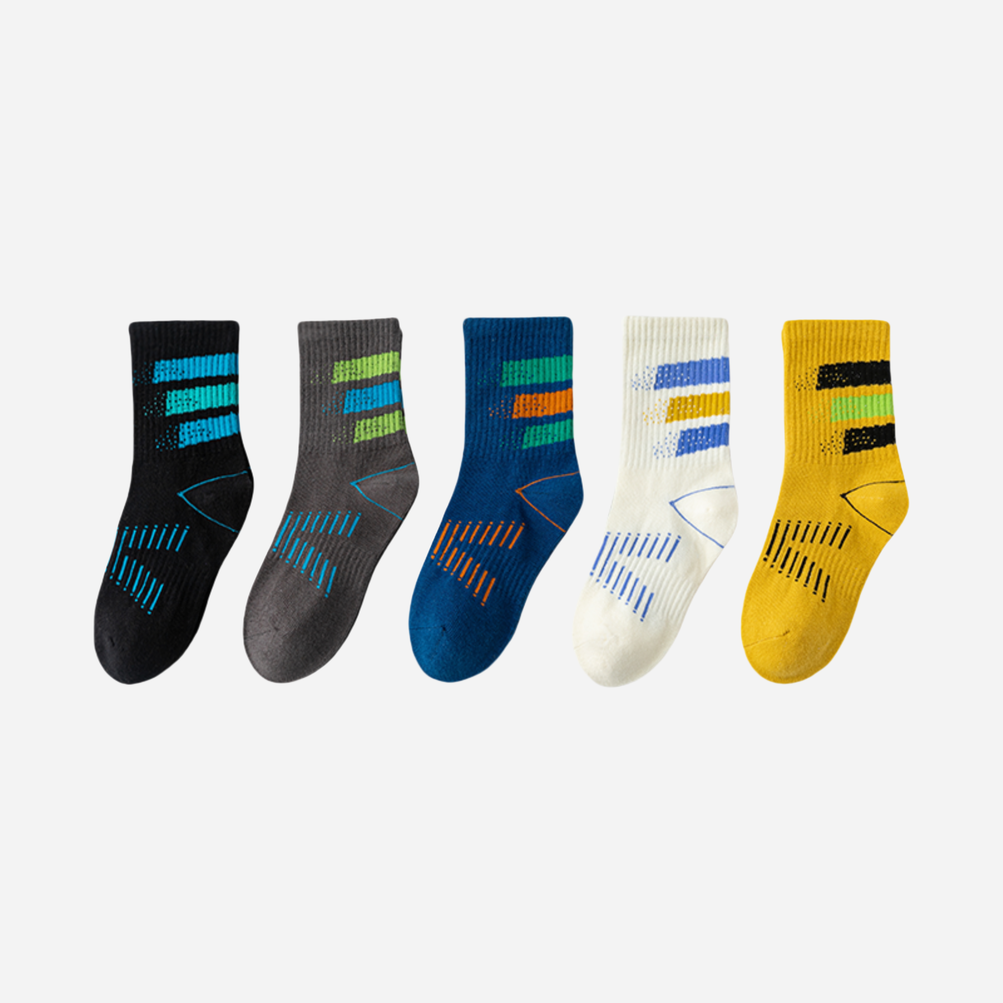 Kid's Modern Athletic Crew Socks - 5 Pairs