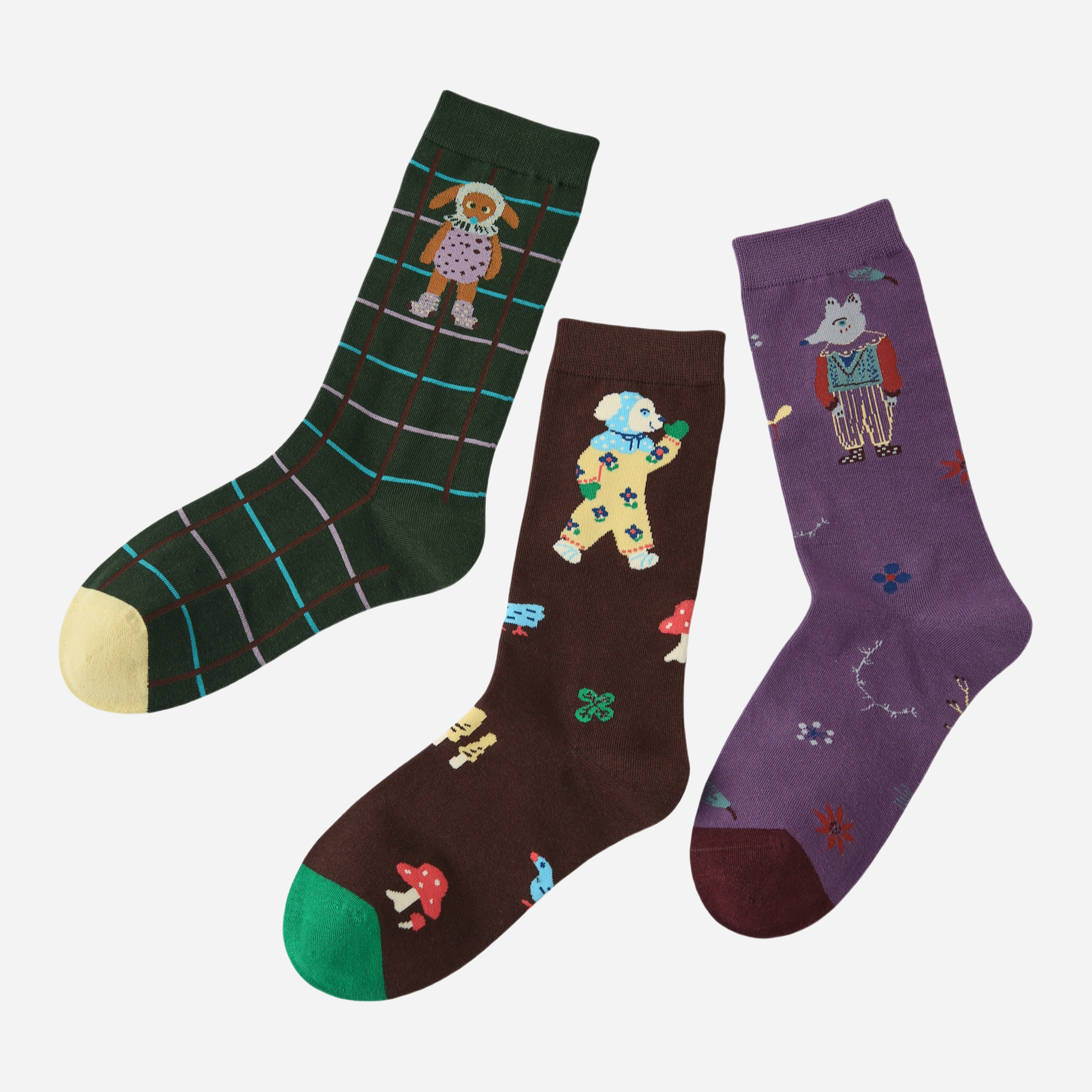 Women's Folk Art Character Socks - 3 pairs
