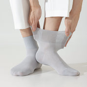 Men's Silk & Modal Non-Binding Loose Cuff Cooling Socks - detail photo showing modal and mulberry silk comfort