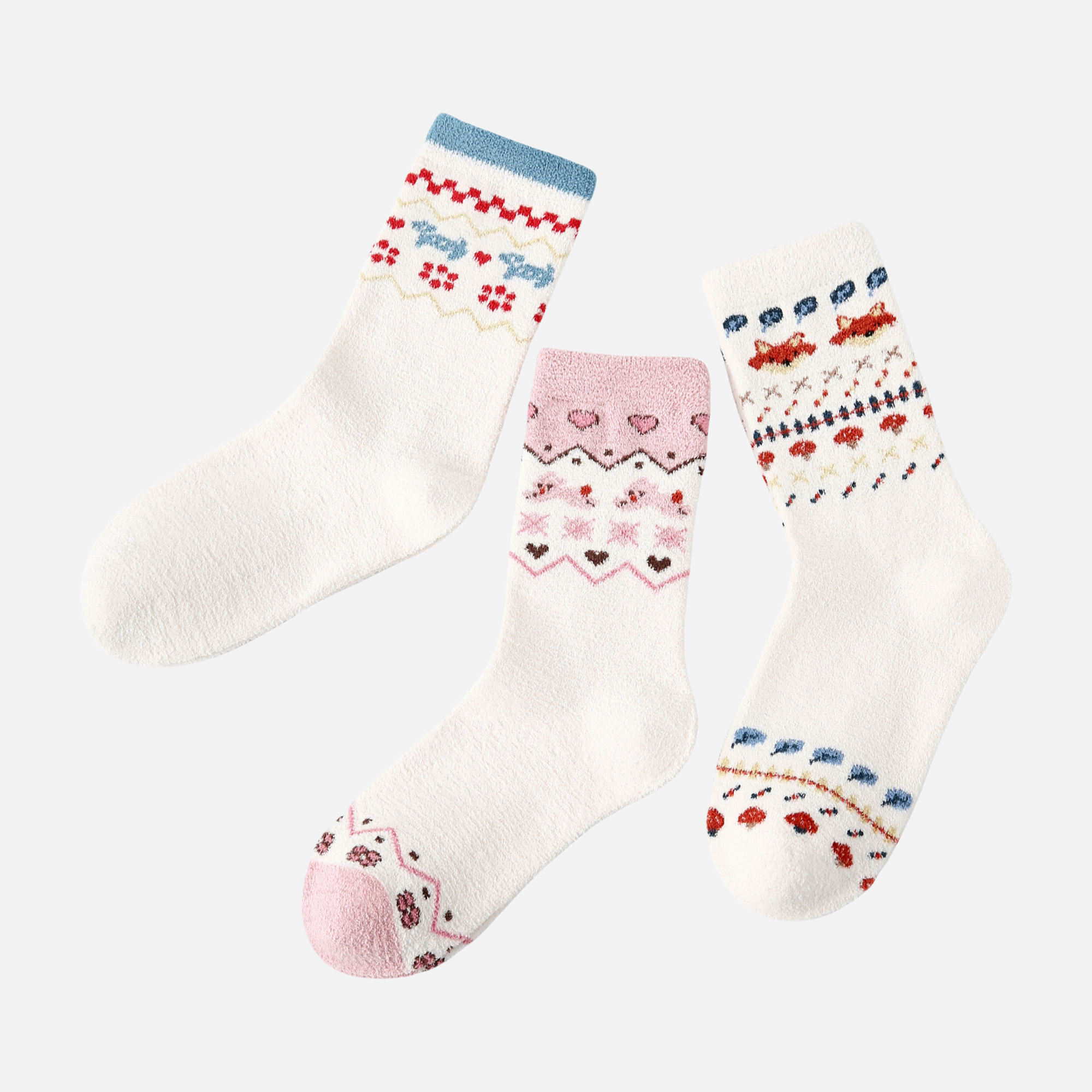 Women's Cozy Fair Isle Crew Socks - 3 Pairs