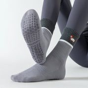 Women's 92% Cotton Yoga Mesh Crew Socks - product photo showing secure grip comfort
