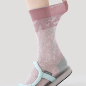 Women's Metallic Lurex Sheer Mesh Socks - product photo showing breathable mesh comfort