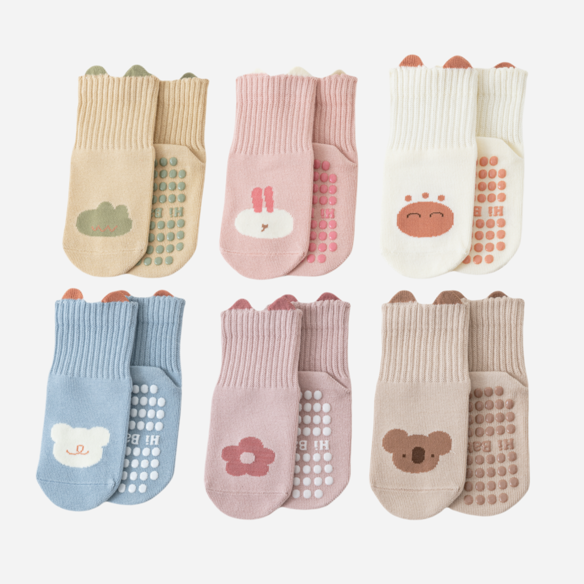 Babies' Cartoon Grip Socks-3 Pack