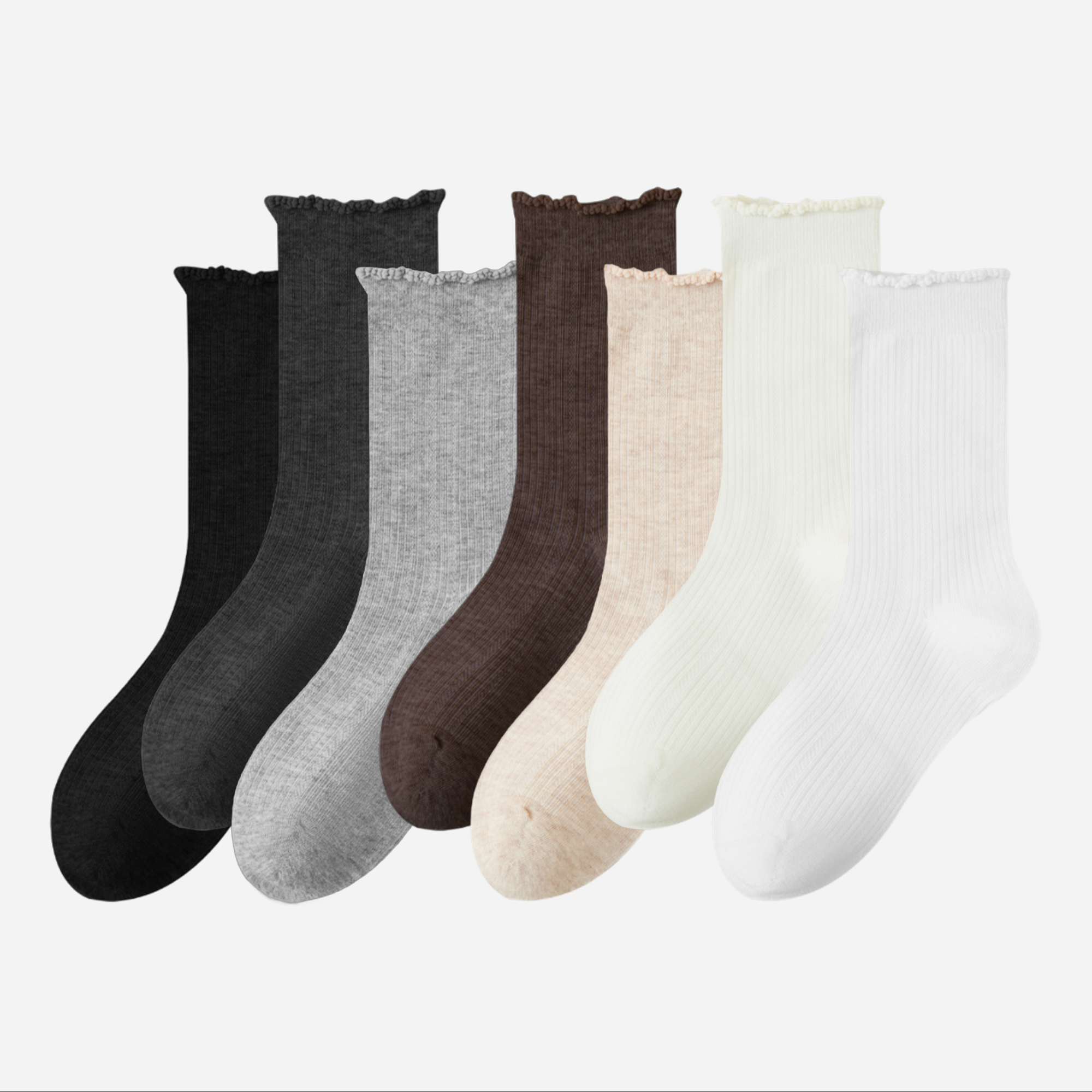 Women's Dainty Ruffle-Cuff Ribbed Socks - Single Pair