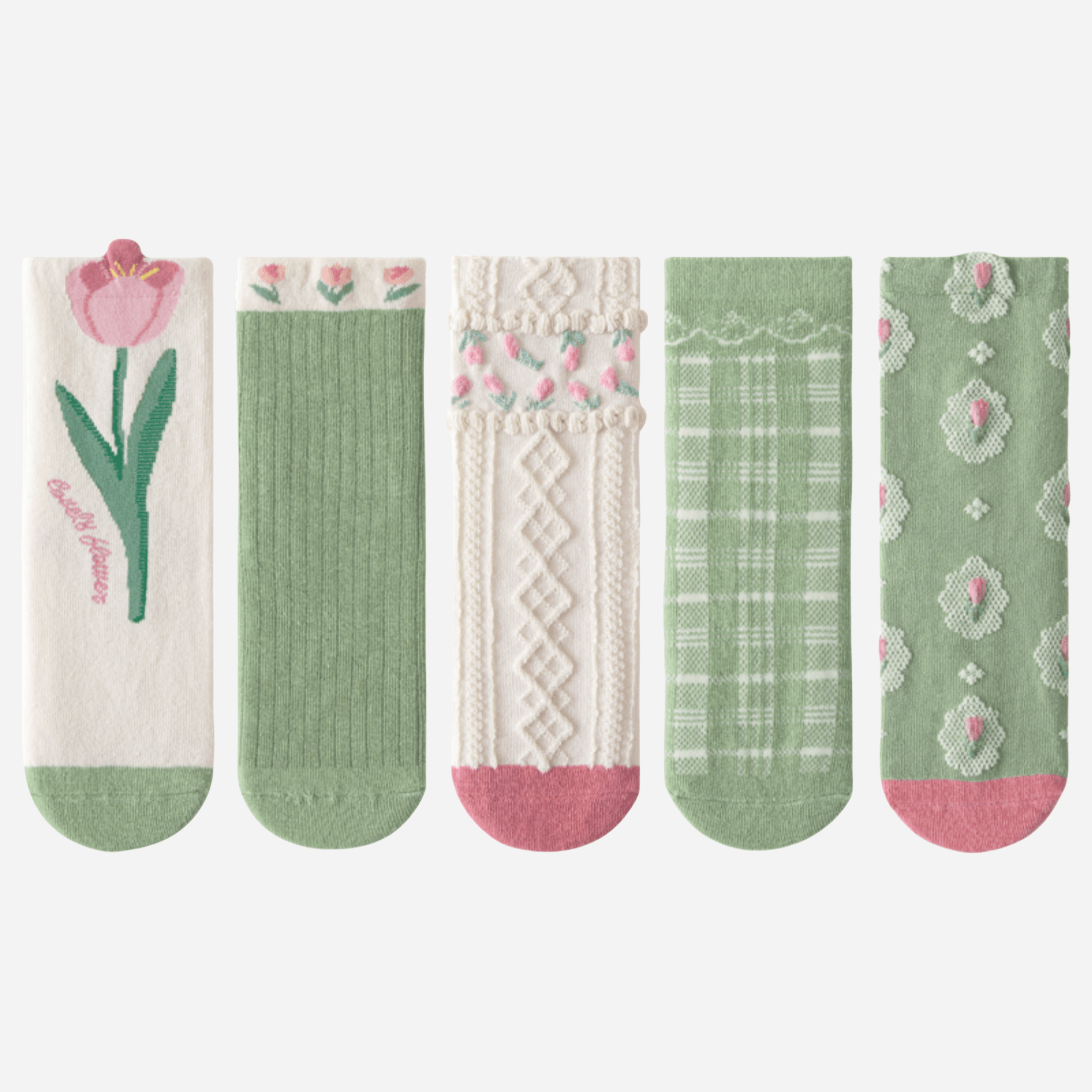 Kid's Floral Garden Crew Socks - 5 Pairs - Weavasocks