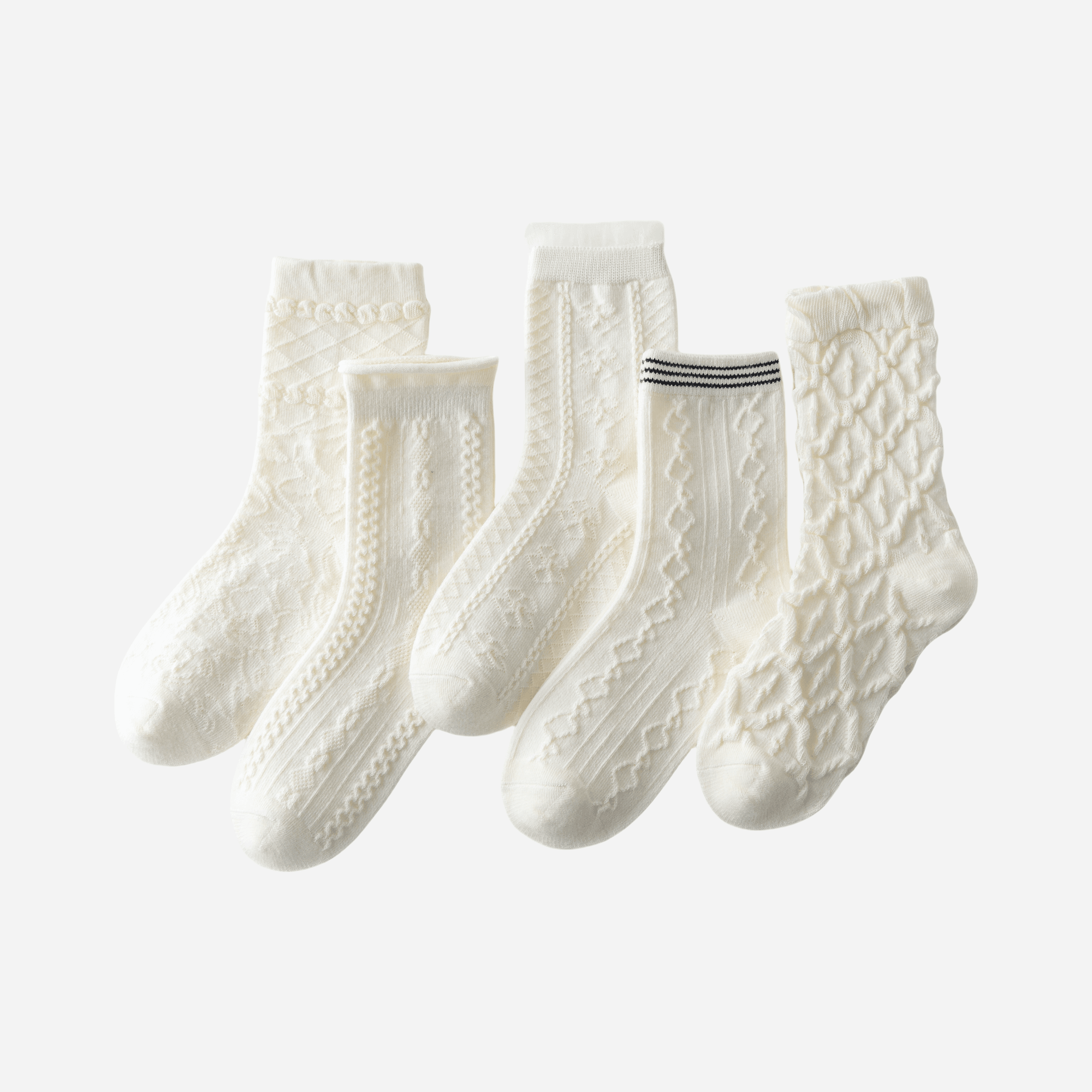 Kid's Dainty Texture Crew Socks - 5 Pairs - Weavasocks