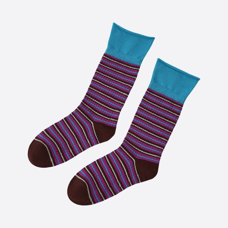 Striped Cuff Socks - Blue
