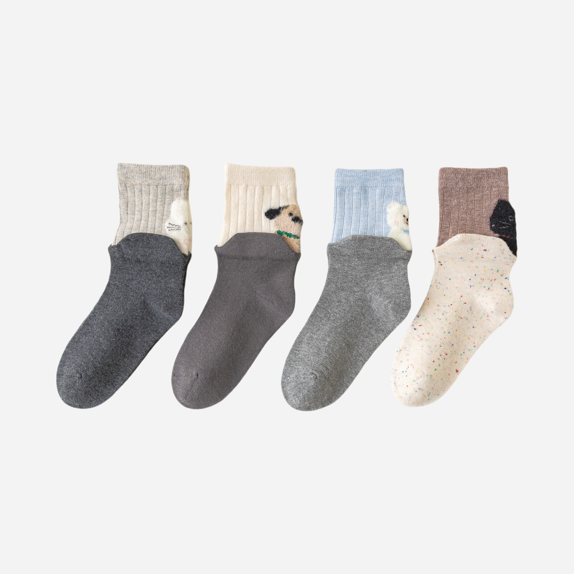 Kid's Peeking Pets Crew Socks - 4 Pairs