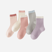 Kid's Color-Cuff Ribbed Crew Socks - 5 Pairs - Weavasocks