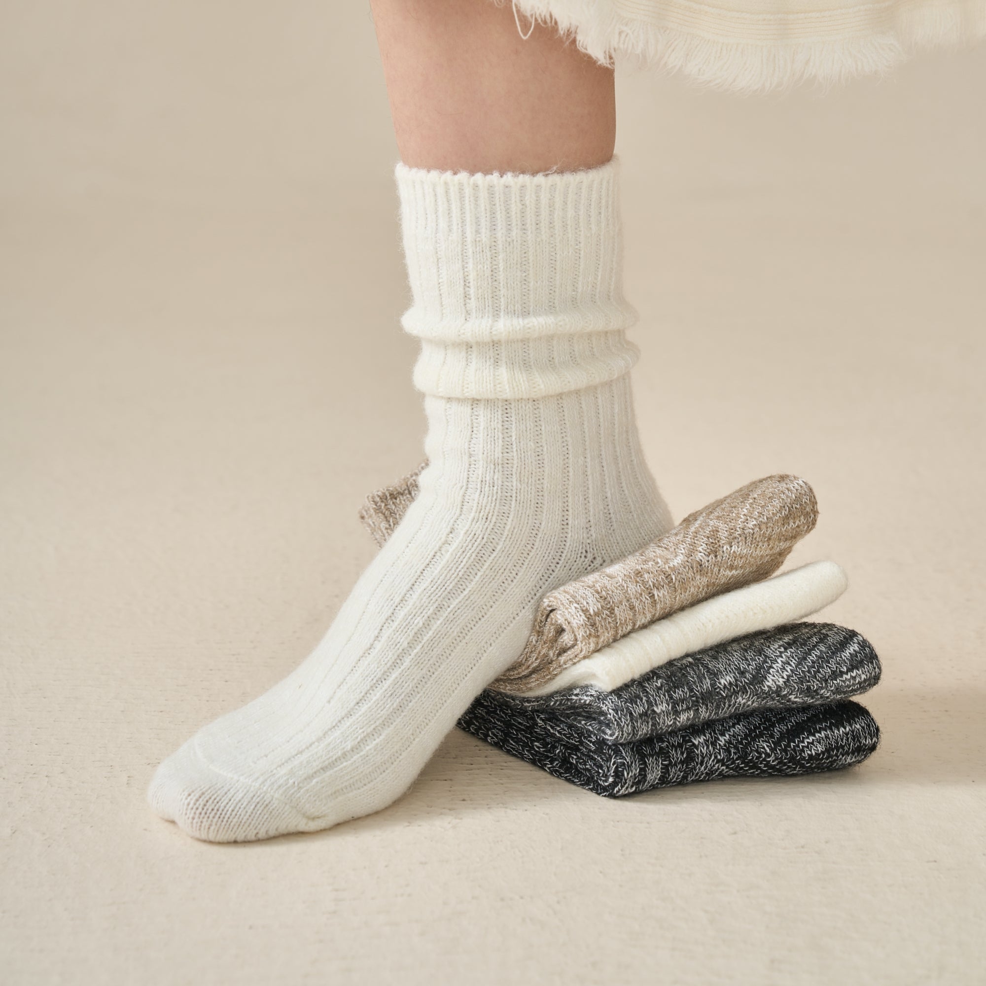 Women's Luxe Merino-Silk Ribbed Socks  - Single Pair