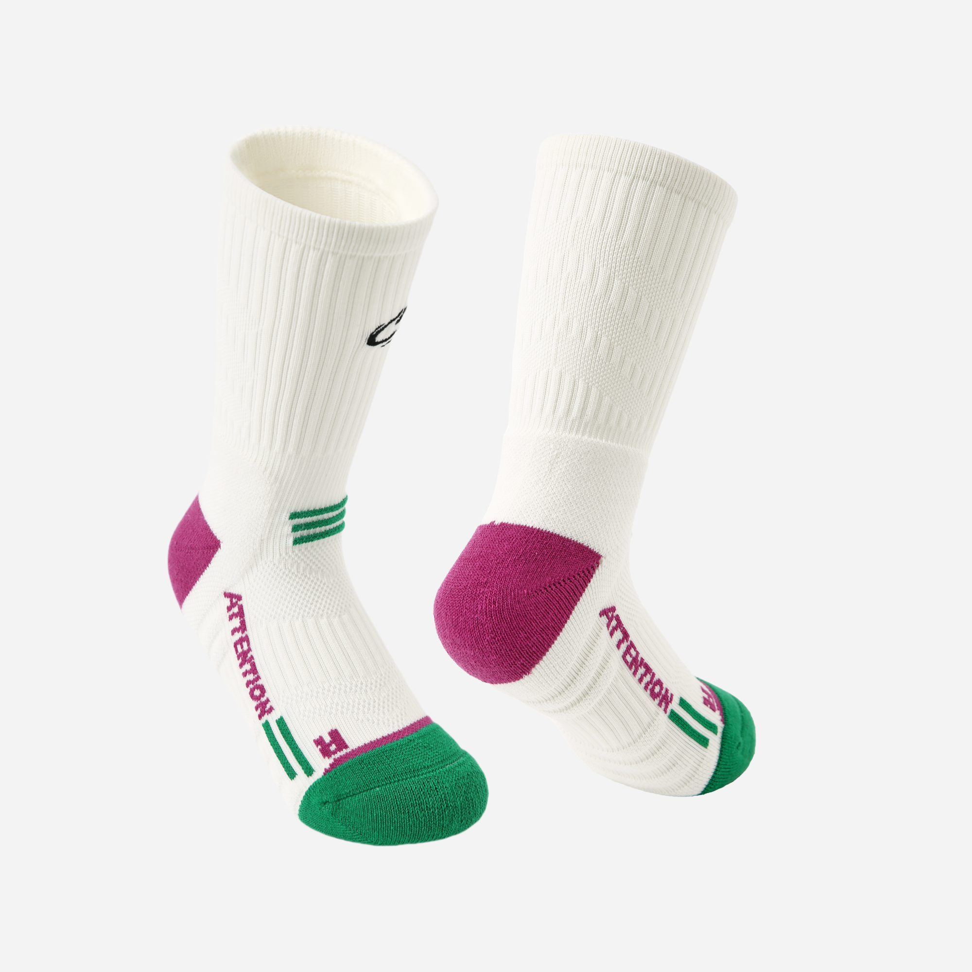 Women's Performance Cushioned Crew Socks - White / Forest / Berry