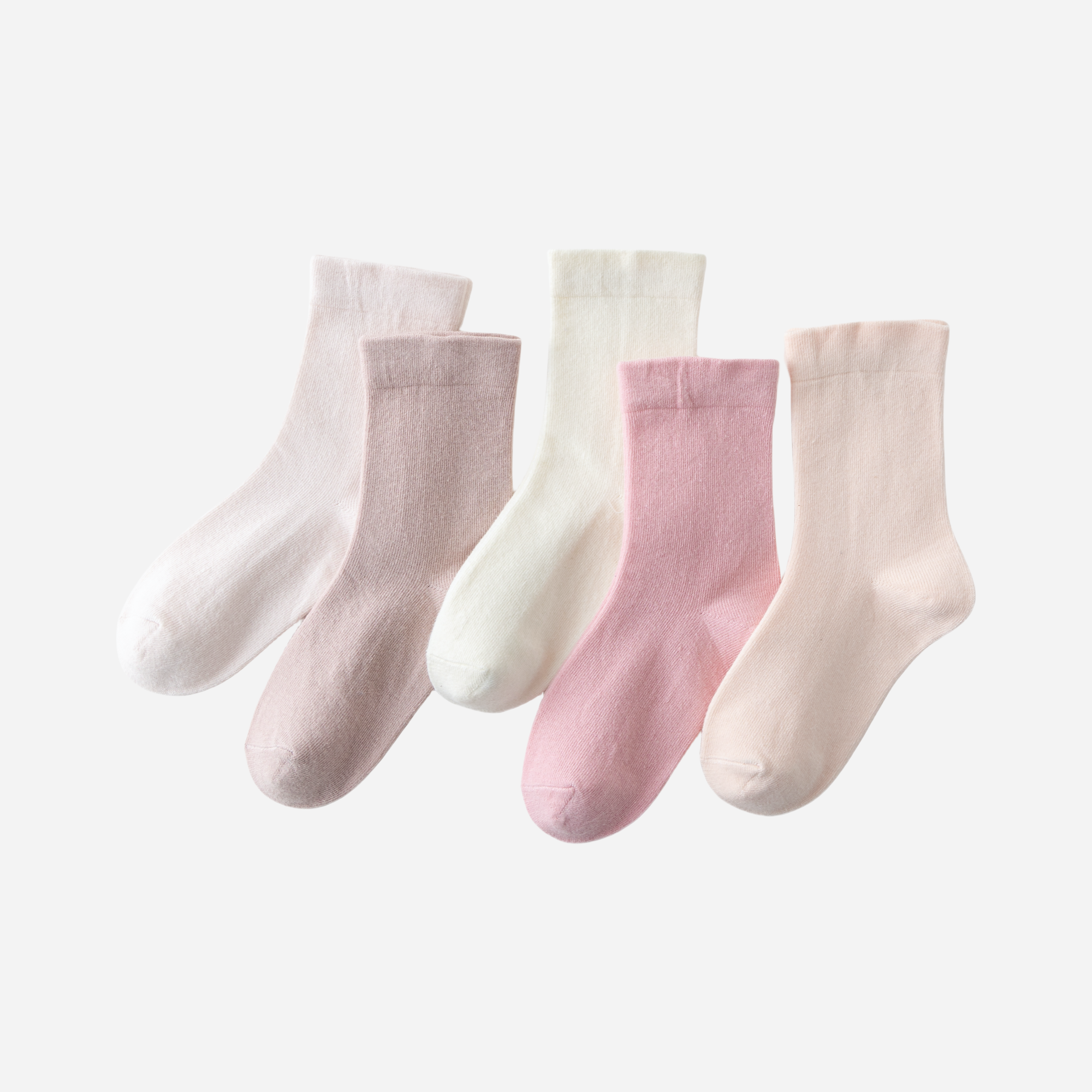 Kid's Solid Pastel Crew Socks - 5 Pairs