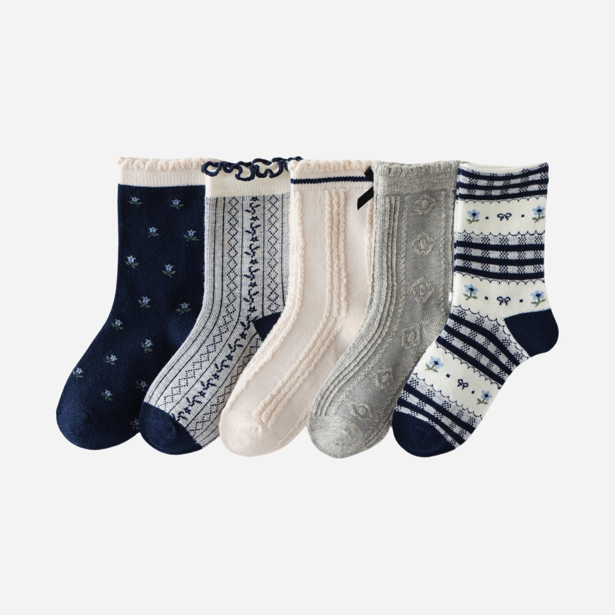 Kid's Girls' Seaside Charm Assorted Socks - 5 Pairs