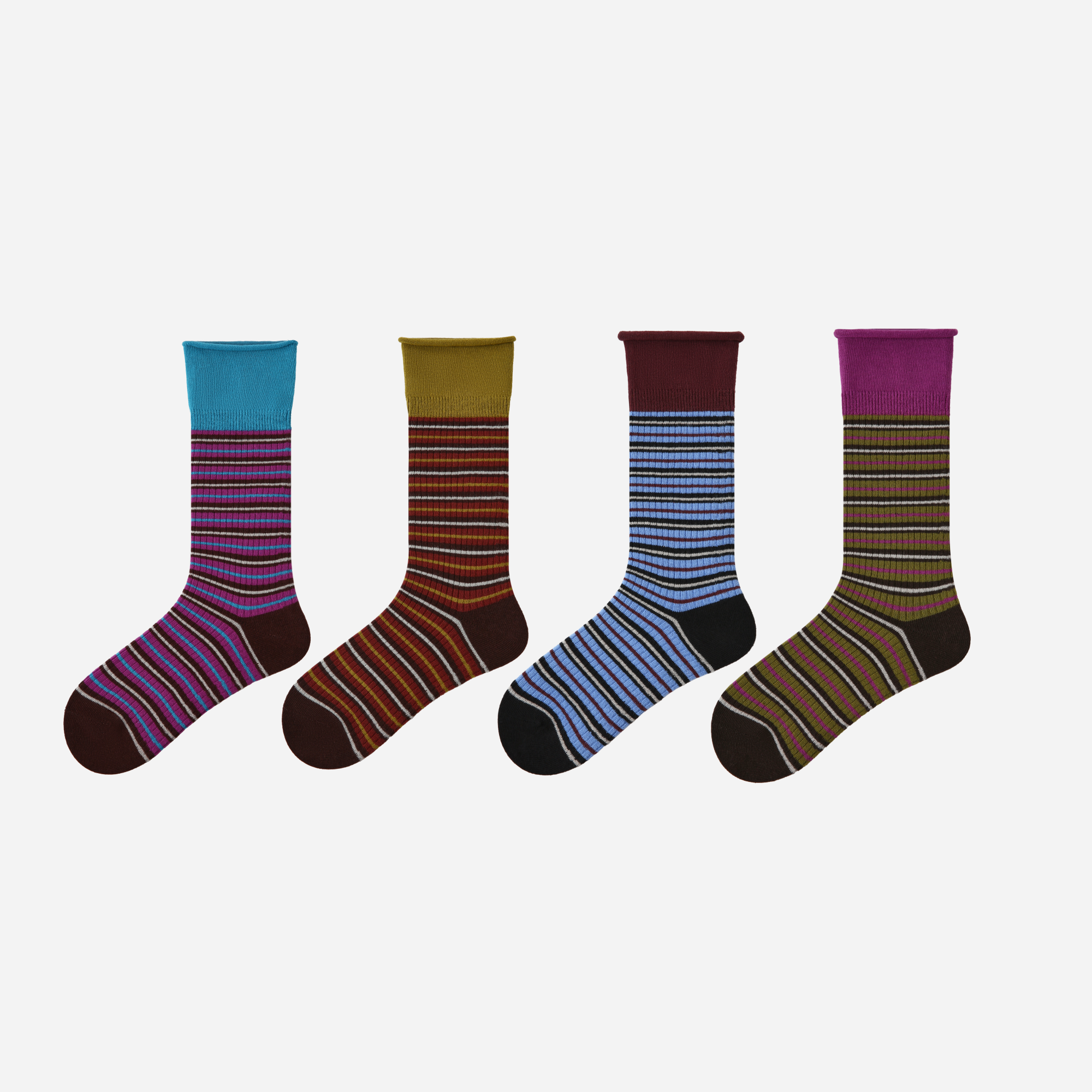 Women's Color Block Stripe Socks-4 Pack
