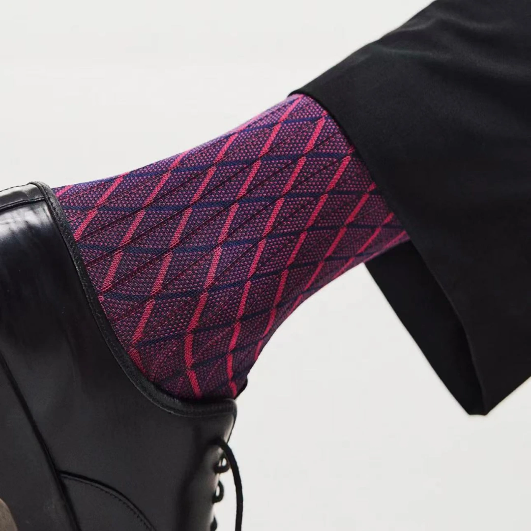Men's Luxury 100S Mercerized Cotton Argyle Business Socks - product photo showing soft cotton comfort