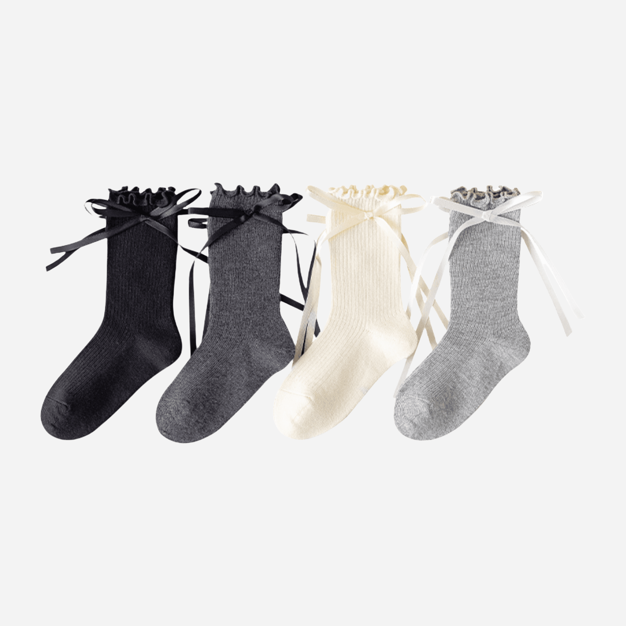Kid's Ribbon Tie Ruffle Socks - 2 Pairs - Weavasocks